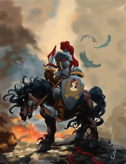 Brave knight represented in the style of Frank Fazetta